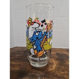 Vintage Harmony Smurf Drinking Glass Collectible 1983 Peyo Hardee’s Promo